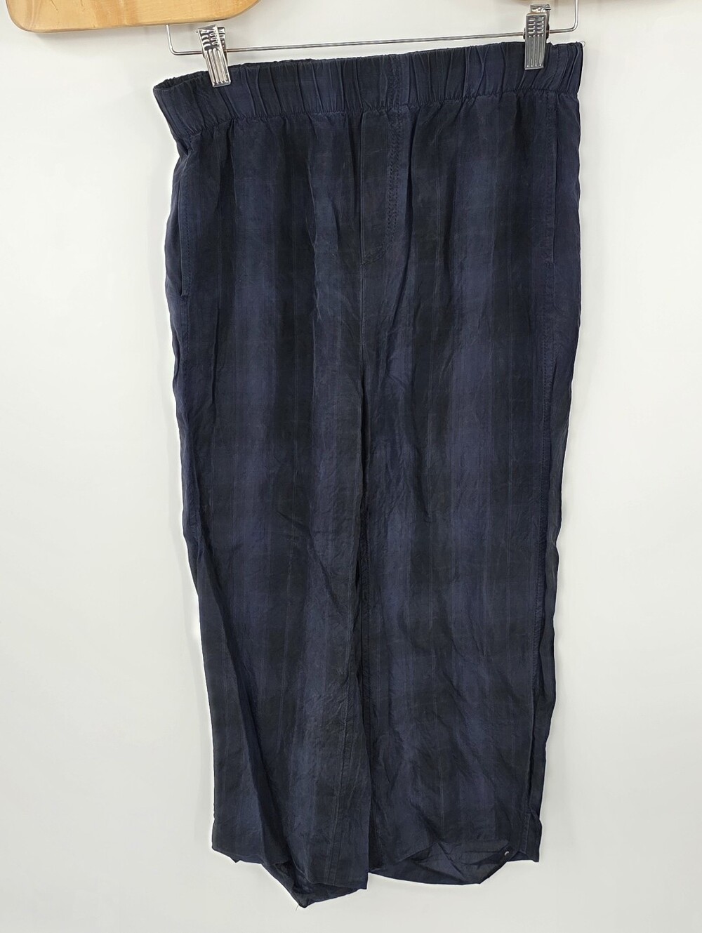 Vince Plaid Lightweight Cupro Blue Plaid Pants Women's Small S